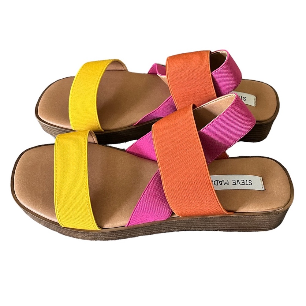 Steve Madden Yellow Pink Orange Slide Sandals